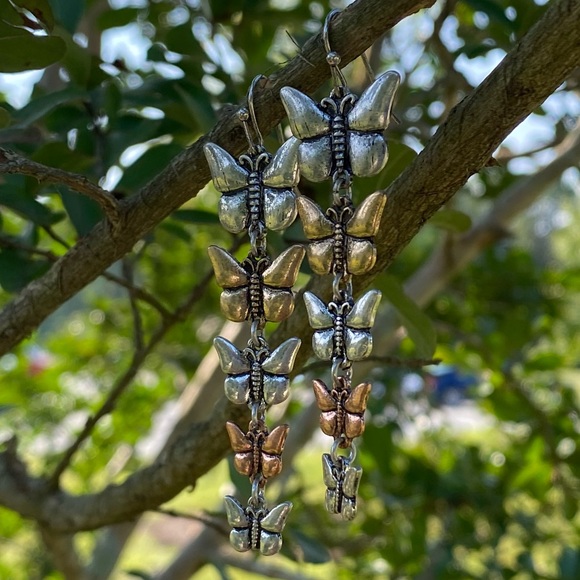 Butterfly Drop Dangle Earrings - Picture 9 of 12